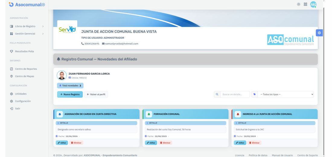 Reportes de Afiliados — ASOCOMUNAL APP